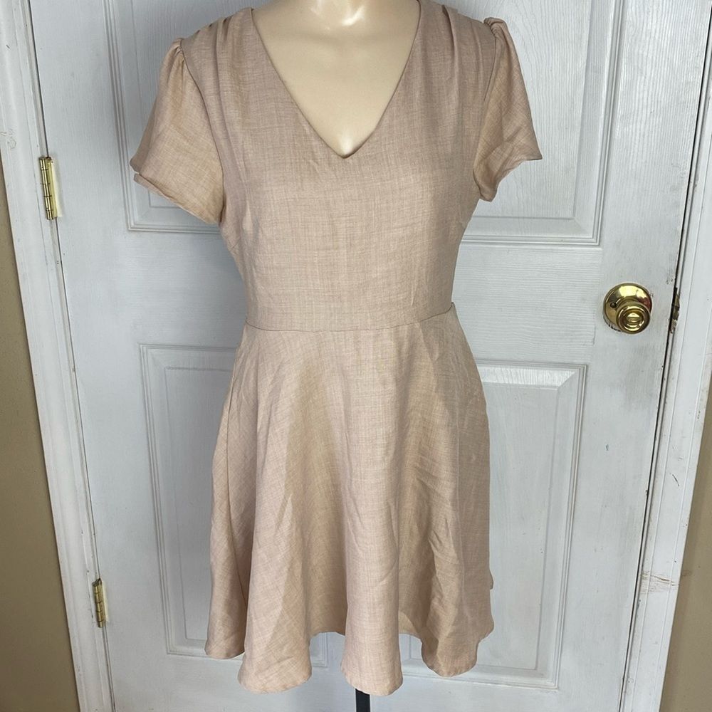Altar'd State Beige Fit and Flare V-neck Dress Size Small